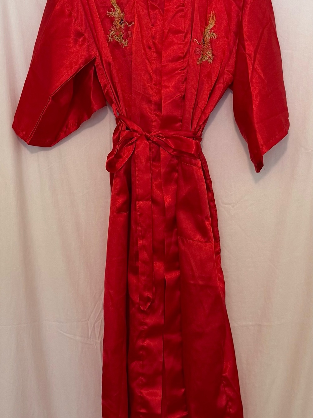 Lucky brand red embroidered robe